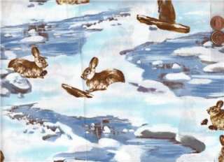 SNOW BUNNY 1/2 YD 100% COTTON FABRIC QUILTING QUILT  