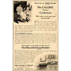  1910 Ad Caloric Fireless Cookstove Bake Janesville Oven 