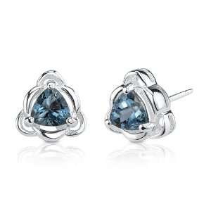 00 Carats Trillion Cut London Blue Topaz Earrings in Sterling Silver 