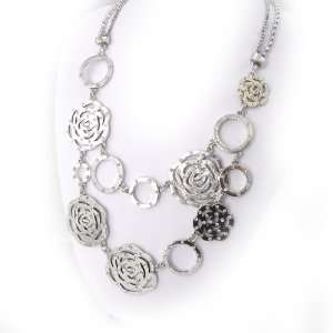  Necklace french touch Camélia silvery. Jewelry
