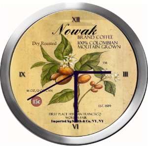 NOWAK 14 Inch Coffee Metal Clock Quartz Movement  Kitchen 