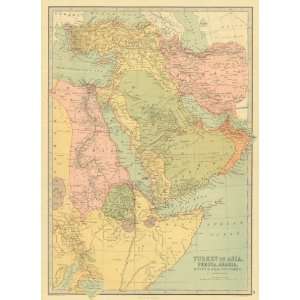  Bartholomew 1873 Antique Map of Turkey in Asia Kitchen 