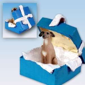 Italian Greyhound Blue Gift Box Dog Ornament