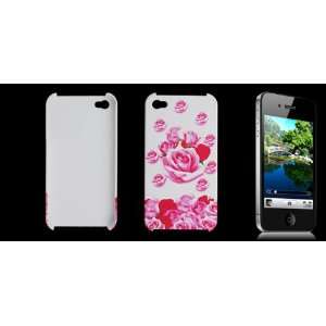  Gino White Hard Plastic Case Cover with Pink Rose Pattern 