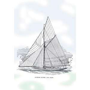  Six Beam Cutter Sail Plan 20x30 poster