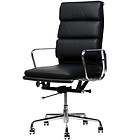 High Back Executive Office Chair in Black Genuine Leather