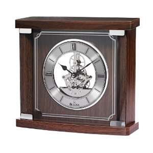  Stratham Walnut Veneer 8 3/4 Wide Bulova Mantel Clock 