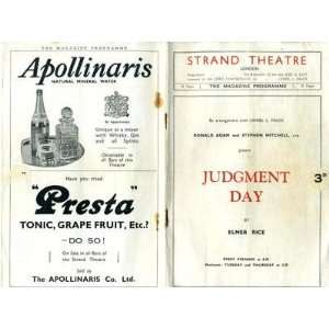  Judgement Day Program Strand Theatre London 1937 