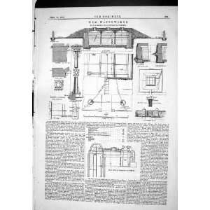 1885 WEM WATERWORKS STOOKE PLAN ELEVATION ENGINEERING ECHAIG BRIDGE 