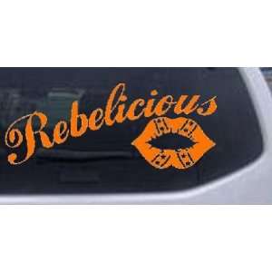 Rebelicious Dixie Lips Car Window Wall Laptop Decal Sticker    Orange 