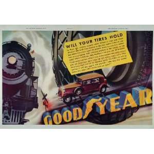   Goodyear Auto Car Tires Locomotive   Original Print Ad