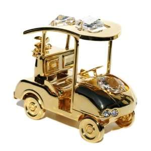  Golf Car (Swarovski Crystals 24K Gold Ornament) Clear 
