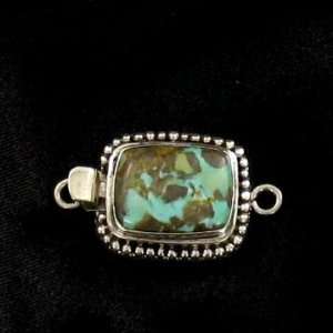  CARICO LAKE TURQUOISE CLASP STERLING BLUE GOLD CUSHION 