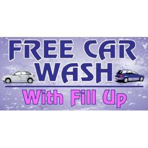   3x6 Vinyl Banner   Free Car Wash with fill up white 