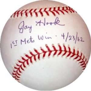  Jay Hook autographed Baseball 1st Win Mets Sports 