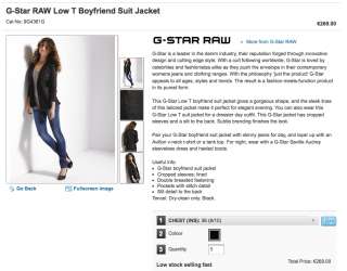 Star RAW Low Boyfriend Suit Jacket Blazer ($270)  