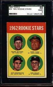 1963 TOPPS #54 1962 ROOKIE STARS SGC 50  4 0060  