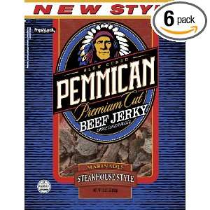 Pemmican Marinated Steakhouse Style Jerky, 3.25 Ounce Bags (Pack of 6)