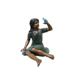  SITTING GIRL WITH SPARROWS BRONZE