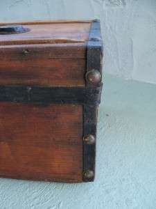 RARE SIZE antique 1/4 STAGECOACH steamer DOCUMENT chest WOOD box TRUNK 