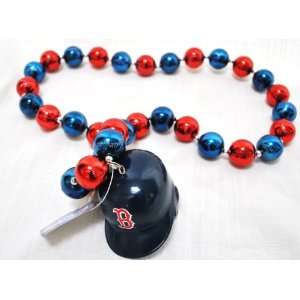   Sox MLB Hugh Team Logo Mardi Gras Helmet and baseball Beaded necklace