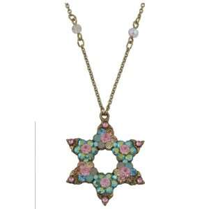  Michal Negrin Star of David Pendant Decorated with Flower Shaped 