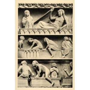  1937 Relief Sculptures Reims Cathedral France Gothic 