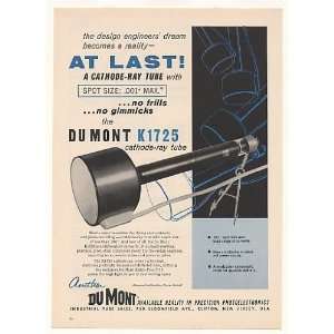    1958 Du Mont K1725 Cathode Ray Tube Print Ad