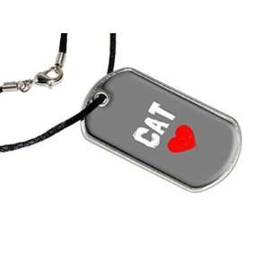  Cat Love   Military Dog Tag Black Satin Cord Necklace 