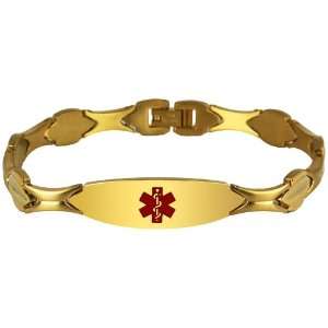   Gold Finish Stainless Steel Engravable Medical Alert Bracelet Jewelry
