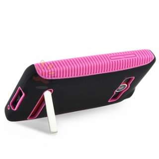 Black Pink Hybrid Hard Gel Case Cover For Sprint HTC EVO 4G  