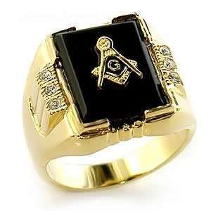  Mens Jewelry   Retangle Masonic Gold Ring SZ 8 Jewelry