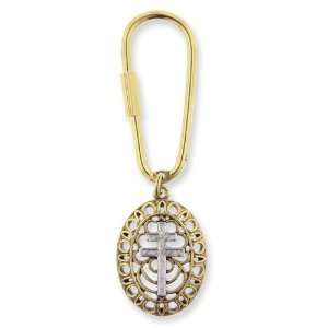  Gold tone & Silver tone Patriarchal Cross Key Fob Jewelry