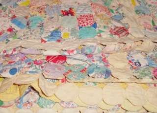   Antique Yo Yo Quilt Coverlet Spread 66 wide x 110 Long almost 7 lbs