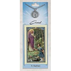  Prayer Card with Pewter Medal St. Raphael Jewelry