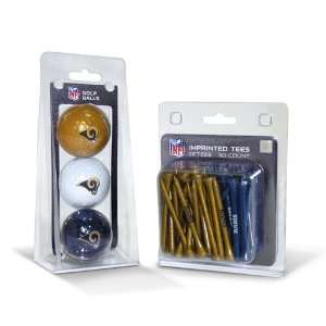  St. Louis Rams NFL 3 Ball Pack and 50 Tee Pack Sports 