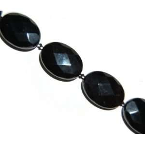  Obsidian faceted oval gemstone beads, 24x18mm, sold per 16 
