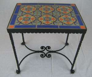 spanish revival california tile & wrought iron table  