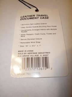 Black Leather Travel Document Case.  