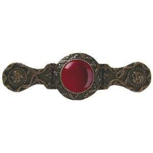  Victorian Jewel Pull / Red Carnelian, Antique Solid Bronze 