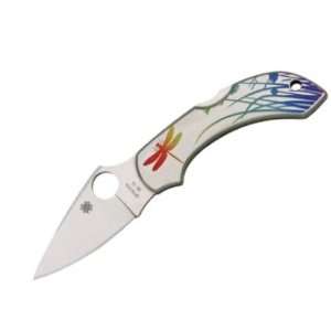 Spyderco Knives 28PT Dragonfly Tattoo Lockback Knife with Stainless 