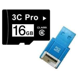 3C Pro 16GB 16G microSD microSDHC Memory Card Class 6 with USB Card 