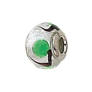  Zable(tm) Sterling Silver Silver with Green Spot Murano 