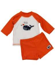 Infant Boys Rash Guard Orange Swim Suit Great Whale 2 Pc Set   Sweet 