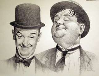 Vintage Laurel &Hardy Print by Bill Bates,high quality male portrait 