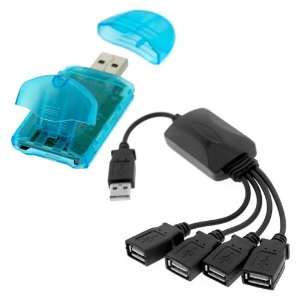  GTMax Black High Speed USB 2.0 4 Port Hub + Blue Memory 