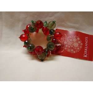  RED & GREEN BEADED BAUBLE NAPKIN RING 