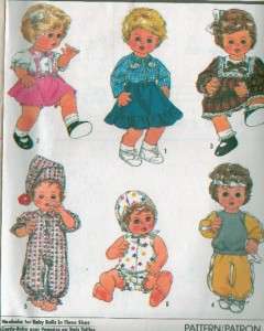 Vintage Simplicity Baby Doll Clothes Sewing Pattern  