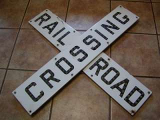 RARE Vintage Porcelain Marble Railroad Crossing Sign  Antique Old 