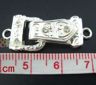 10Sets SP Rhinestone Tie Magnetic Clasps 30x13mm  